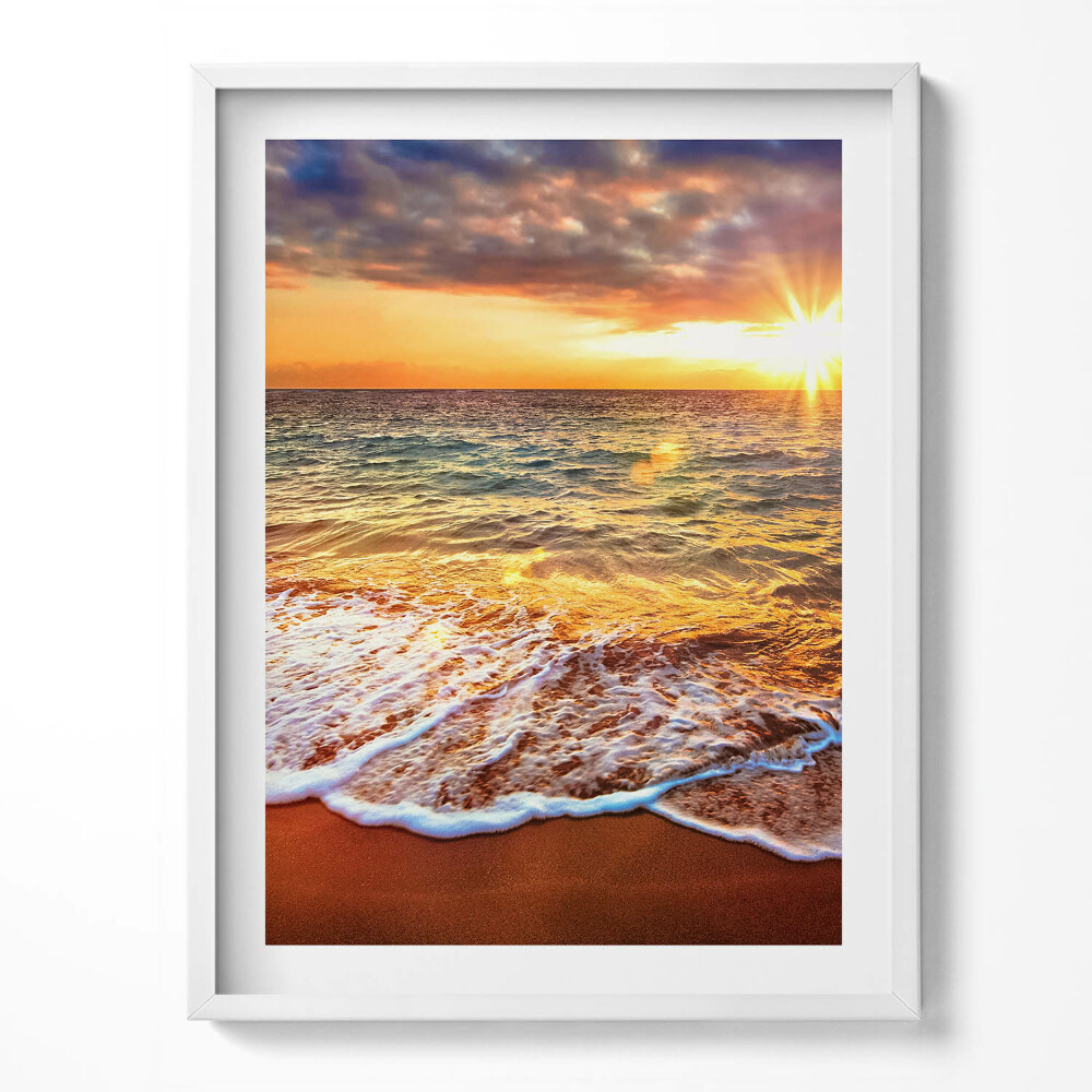 Obraz v rámu Mořské vlny při západu slunce