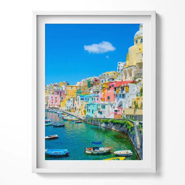 Obraz v rámu Přímořské město a lodě