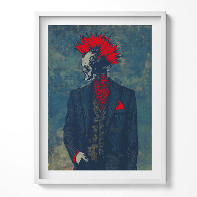 Obraz v rámu Abstraktní portrét kostry s mohawkem