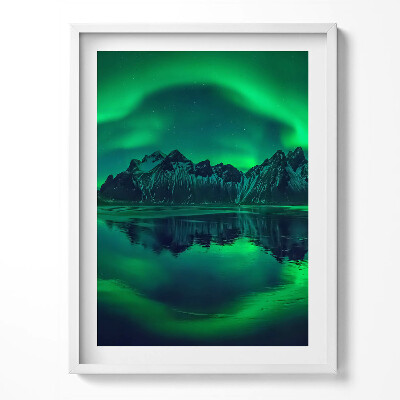 Obraz v rámu Polární záře - zrcadlový odraz