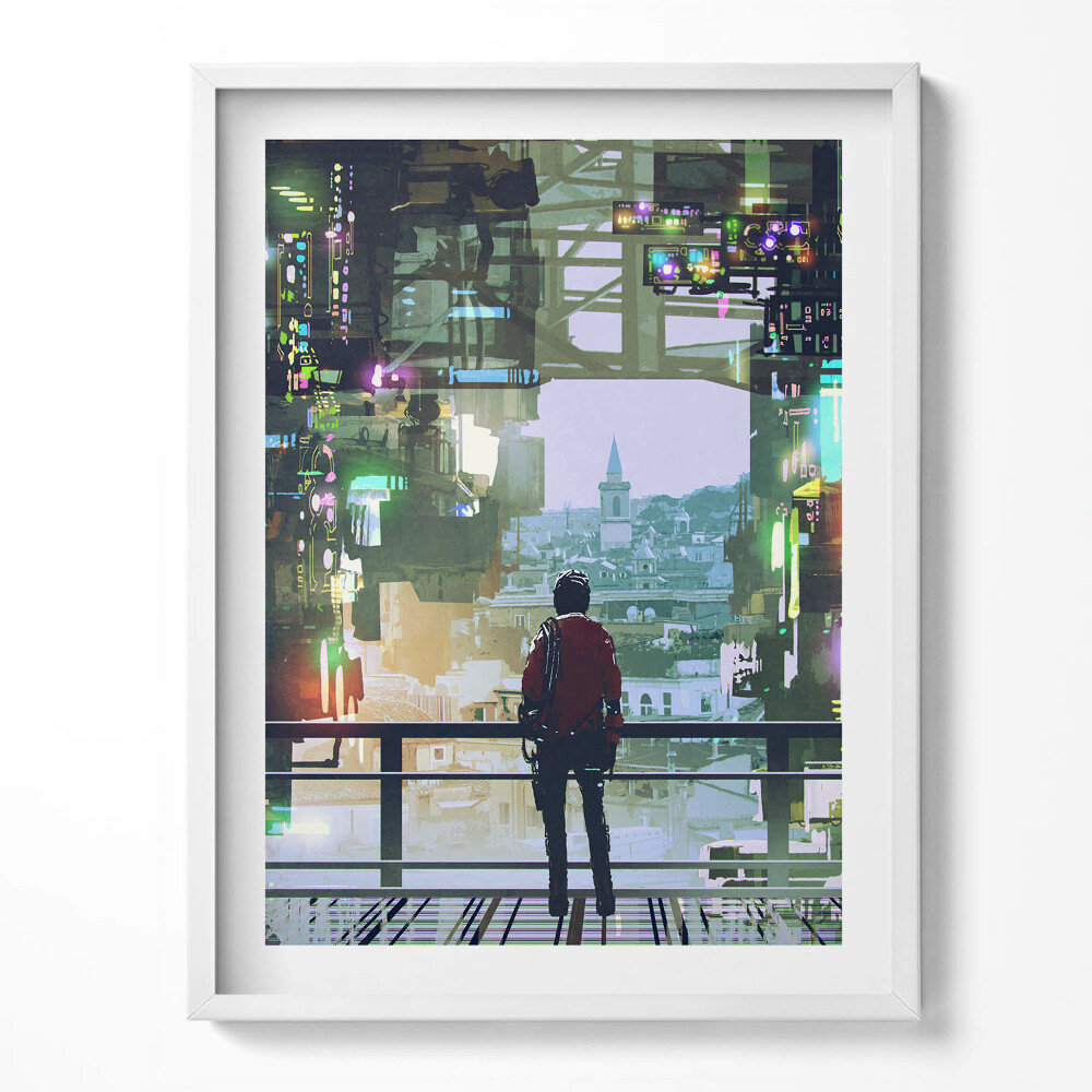Obraz v rámu Kyberpunkové město