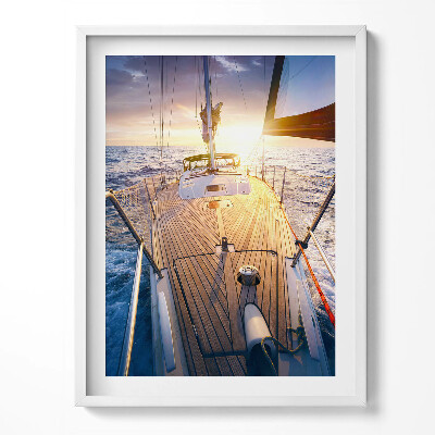 Obraz v rámu Západ slunce na palubě plachetnice
