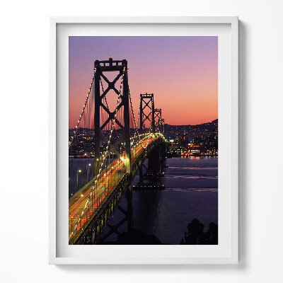 Obraz v rámu San Francisco Bridge a západ slunce