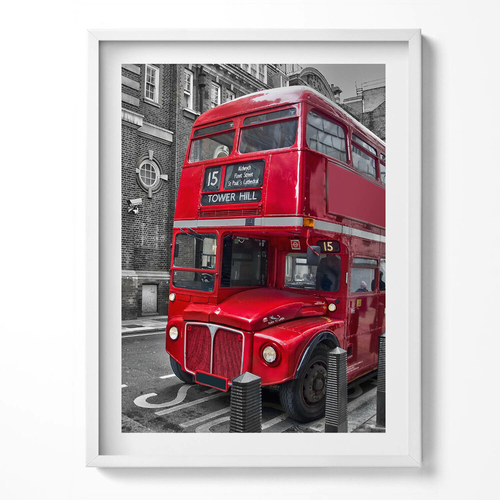 Obraz v rámu Červený dvoupatrový autobus