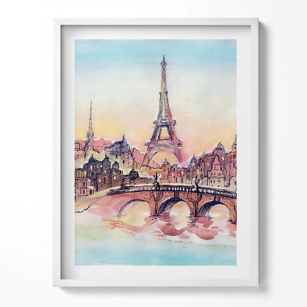 Obraz v rámu Malovaný pohled na Paříž