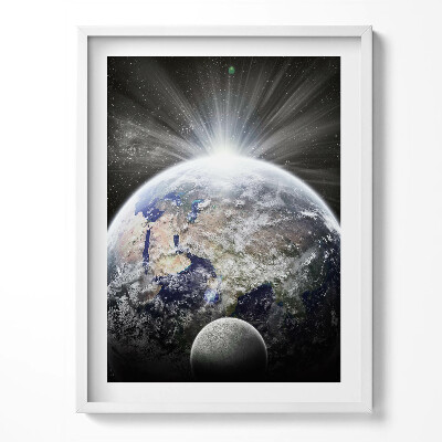 Obraz v rámu Pohled na Zemi a Měsíc