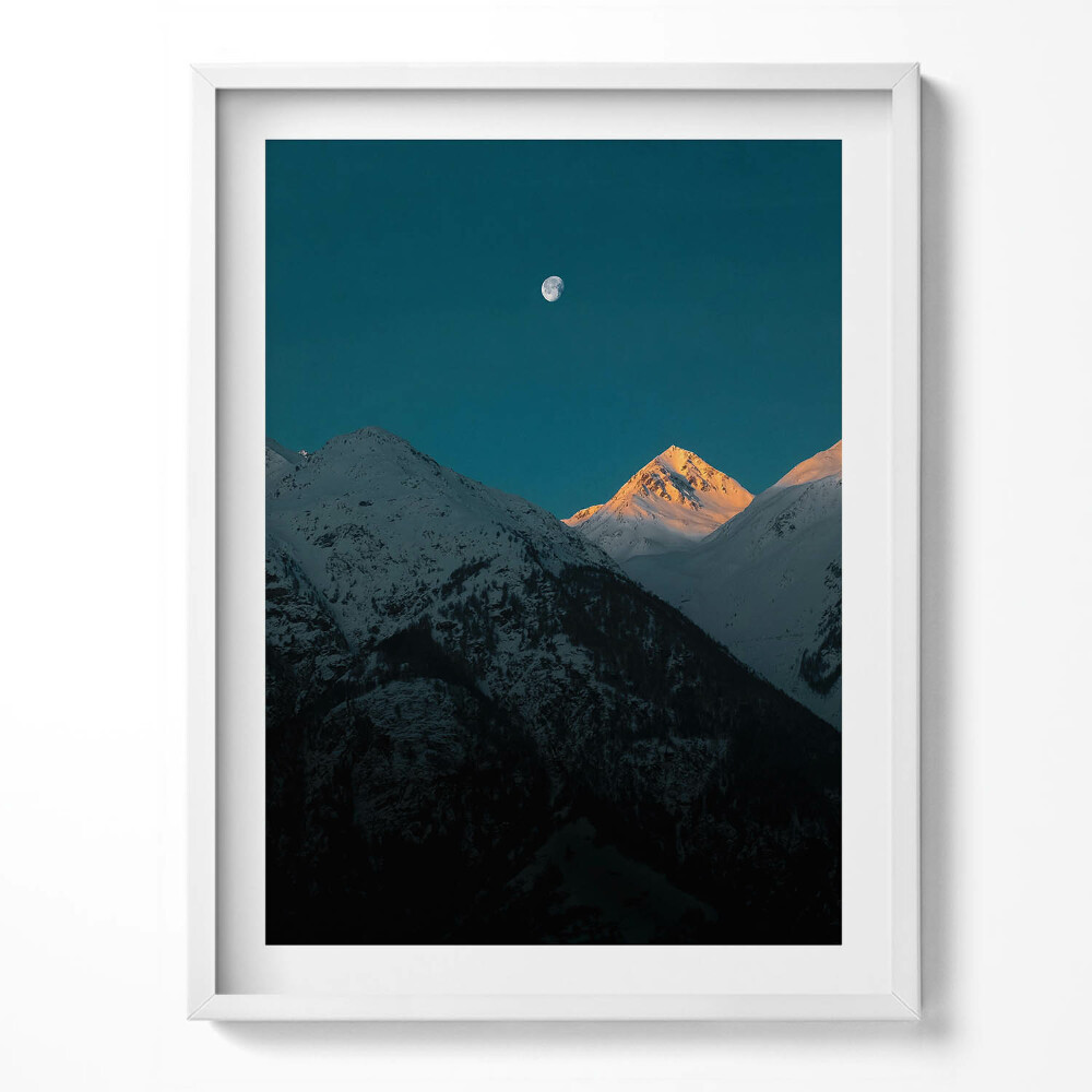 Obraz v rámu Západ slunce v horách