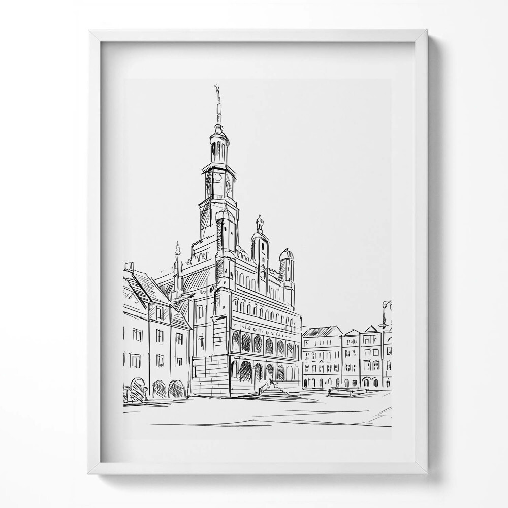 Obraz v rámu Poznaň skica starého města