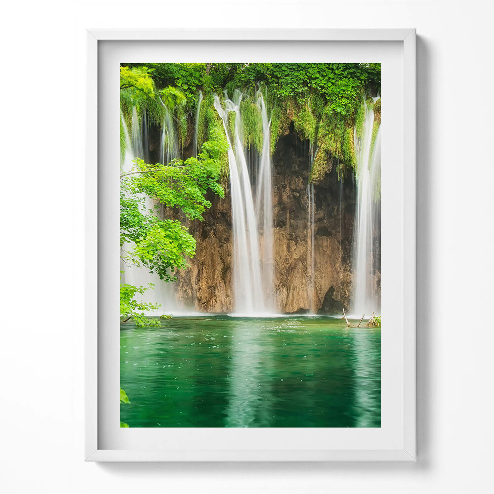 Obraz v rámu Příroda - jezero vodopád a vegetace