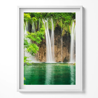 Obraz v rámu Příroda - jezero vodopád a vegetace