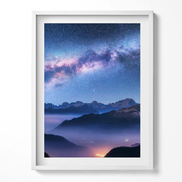 Obraz v rámu Hvězdná obloha nad horami
