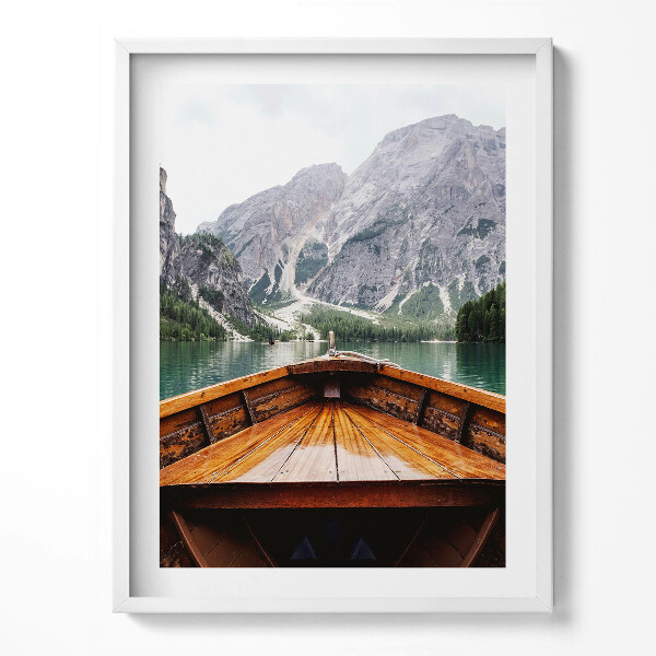Obraz v rámu Loď na horském jezeře