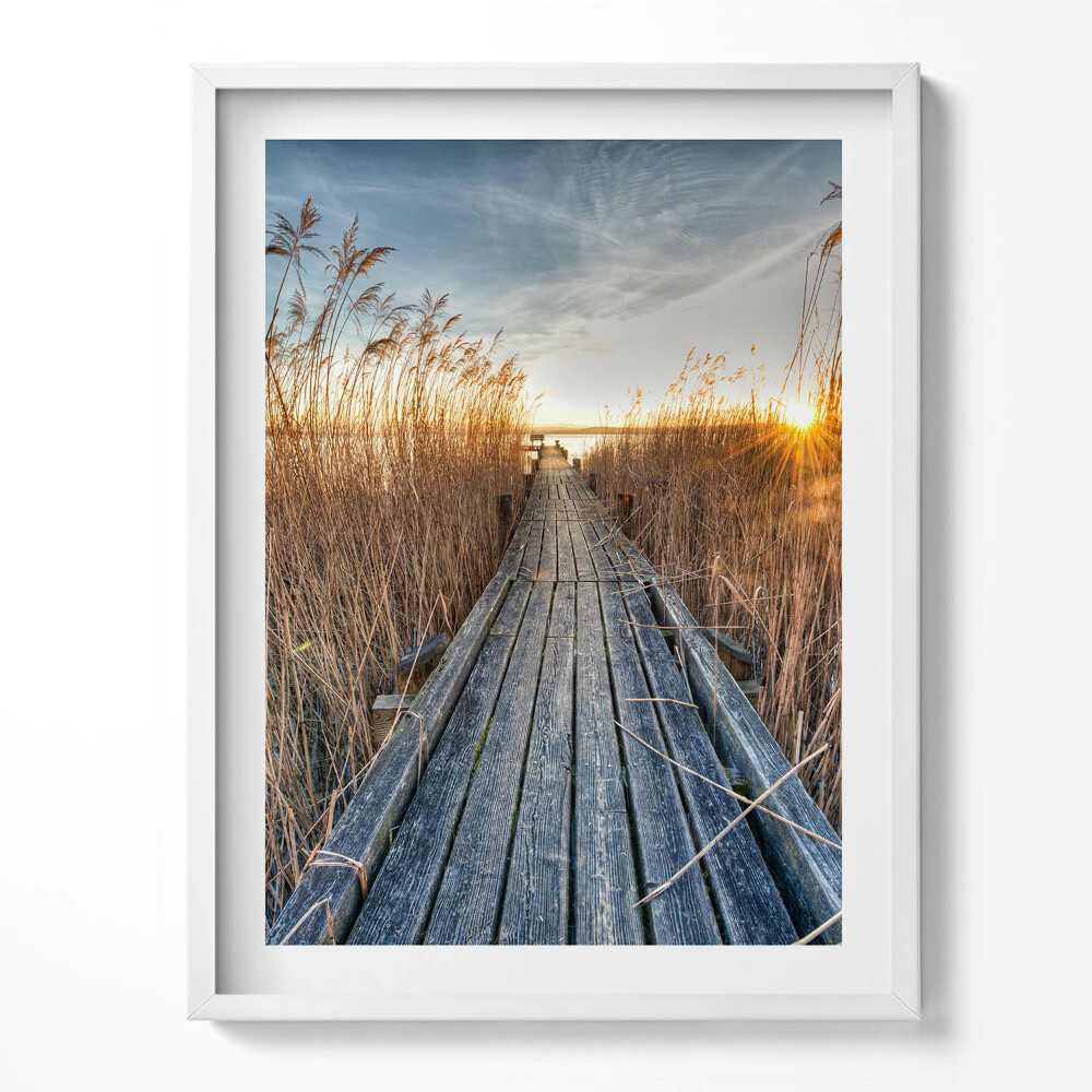 Obraz v rámu Dřevěná cesta uprostřed ničeho