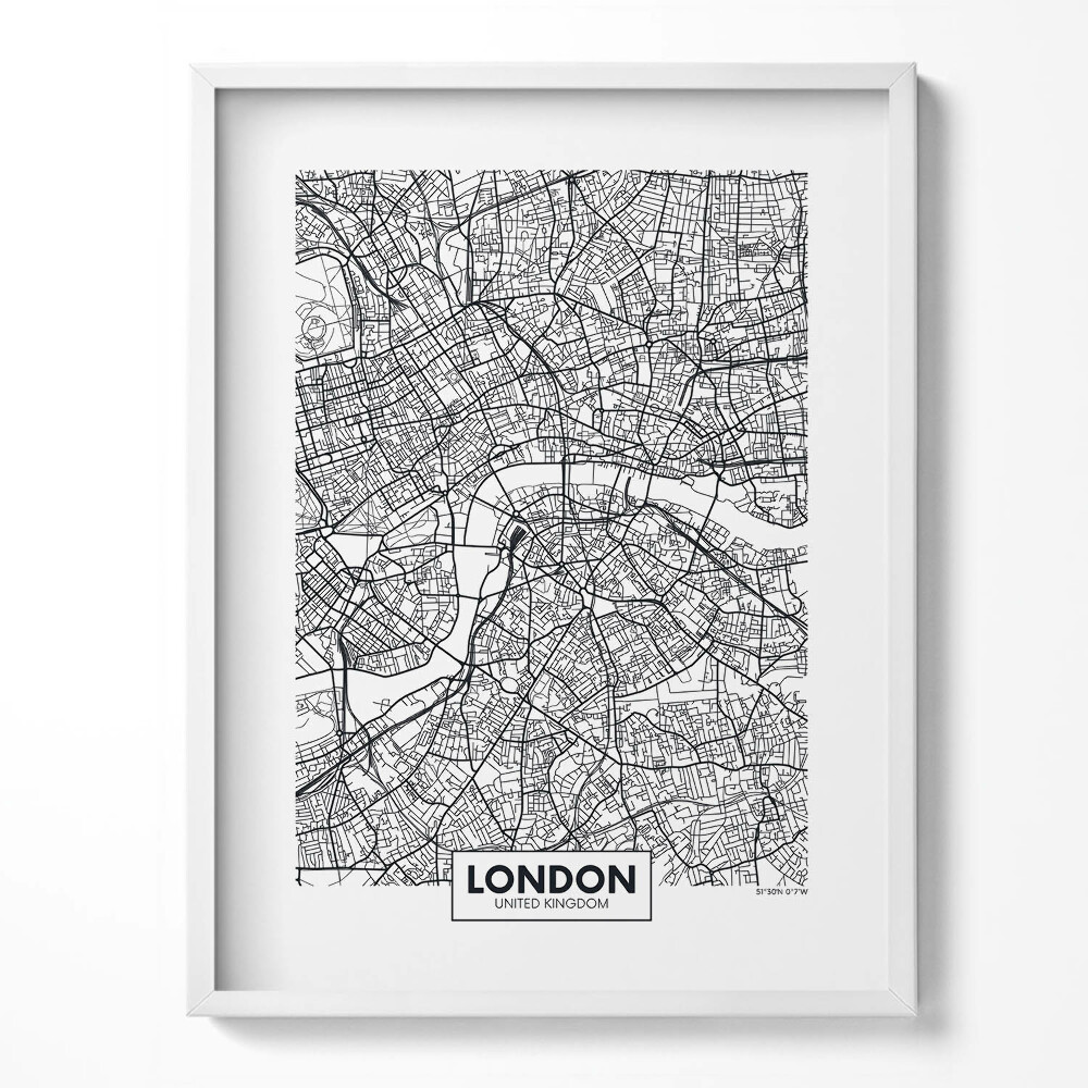 Obraz v rámu Mapa města Londýn Anglie