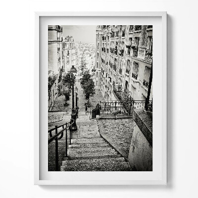 Obraz v rámu Černobílý pohled na ulici města