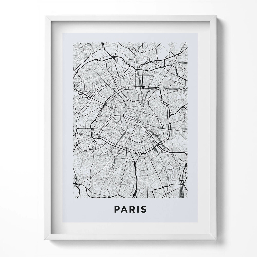 Obraz v rámu Mapa města Paříž Francie