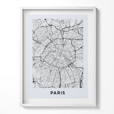 Obraz v rámu Mapa města Paříž Francie