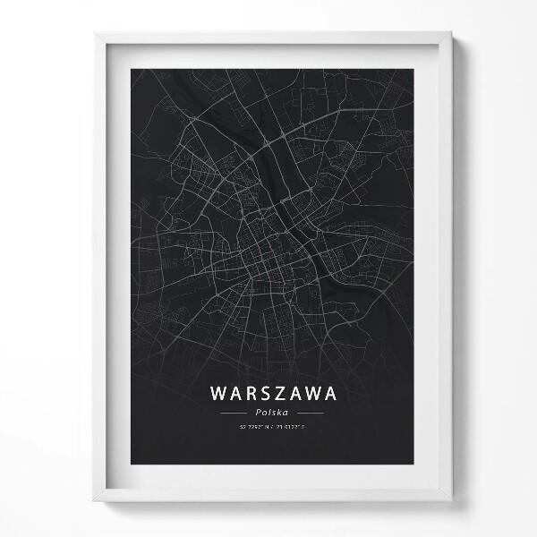 Obraz v rámu Mapa města Varšavy, hlavního města Polska