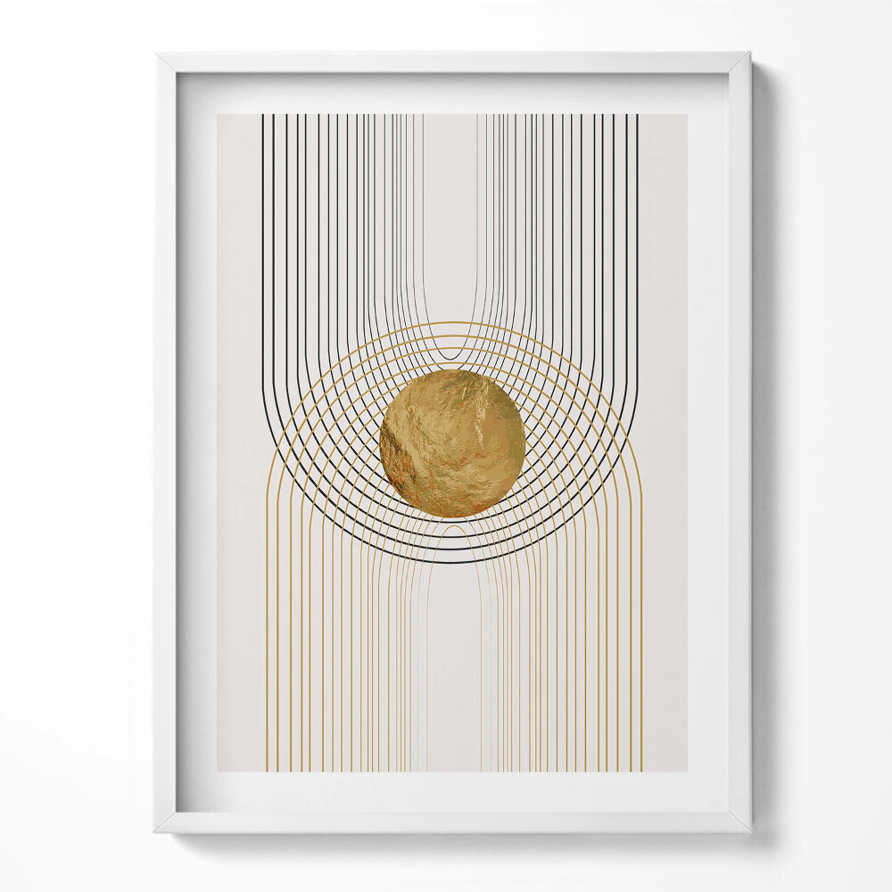 Obraz v rámu Boho abstraktní minimalistické tvary se zlatem