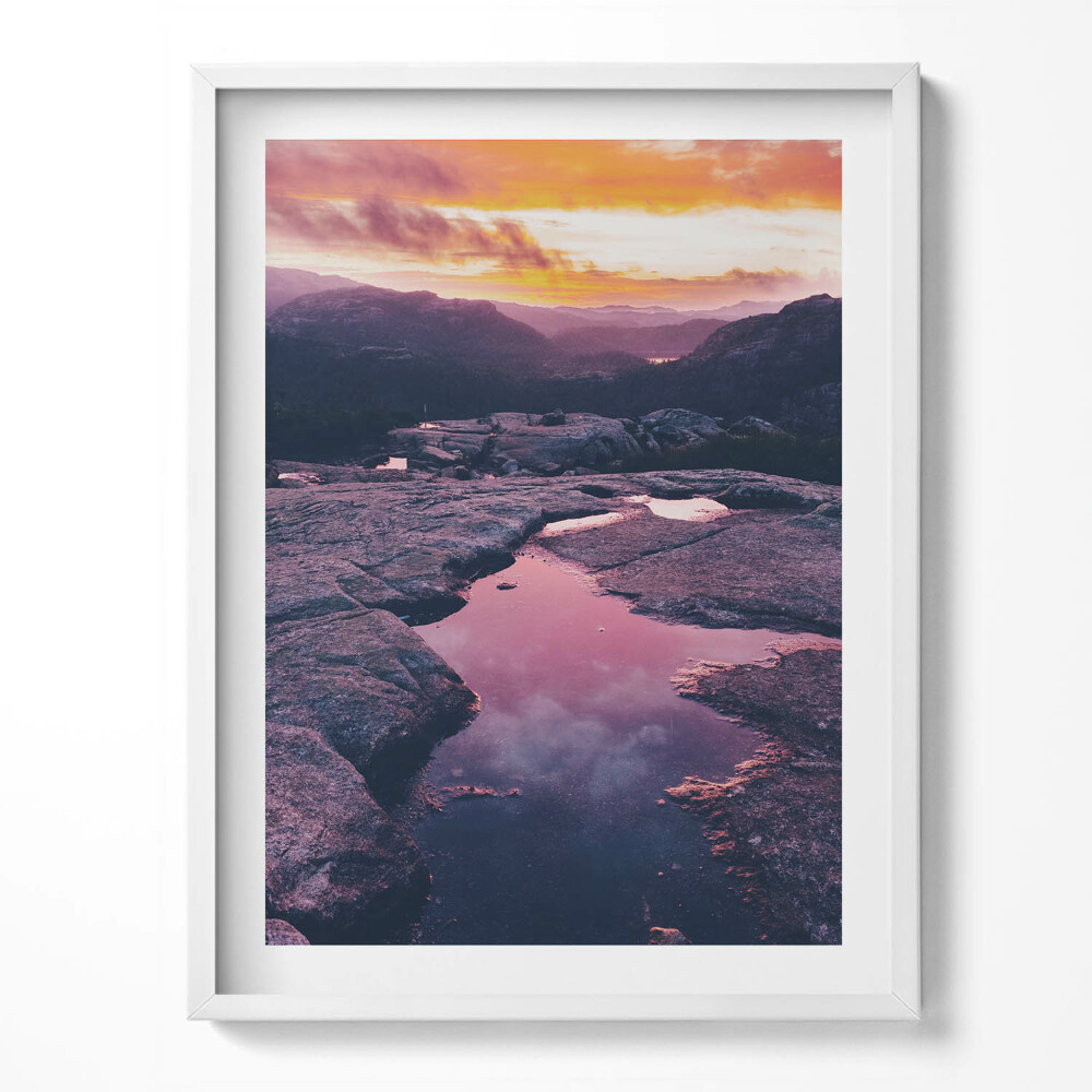 Obraz v rámu Horská krajina při západu slunce