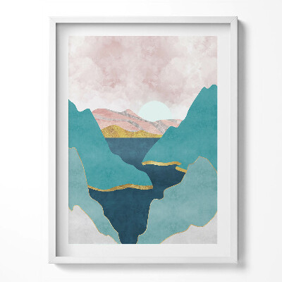 Obraz v rámu Módní ilustrace hor a řek