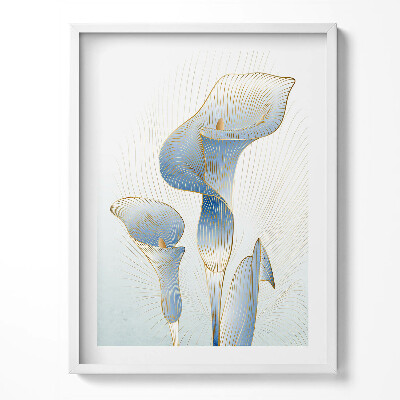 Obraz v rámu Ilustrace květin se zlatem