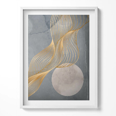 Obraz v rámu Abstraktní ilustrace měsíce se zlatem