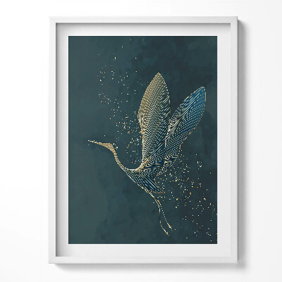 Obraz v rámu Abstraktní jeřáb ve zlatě