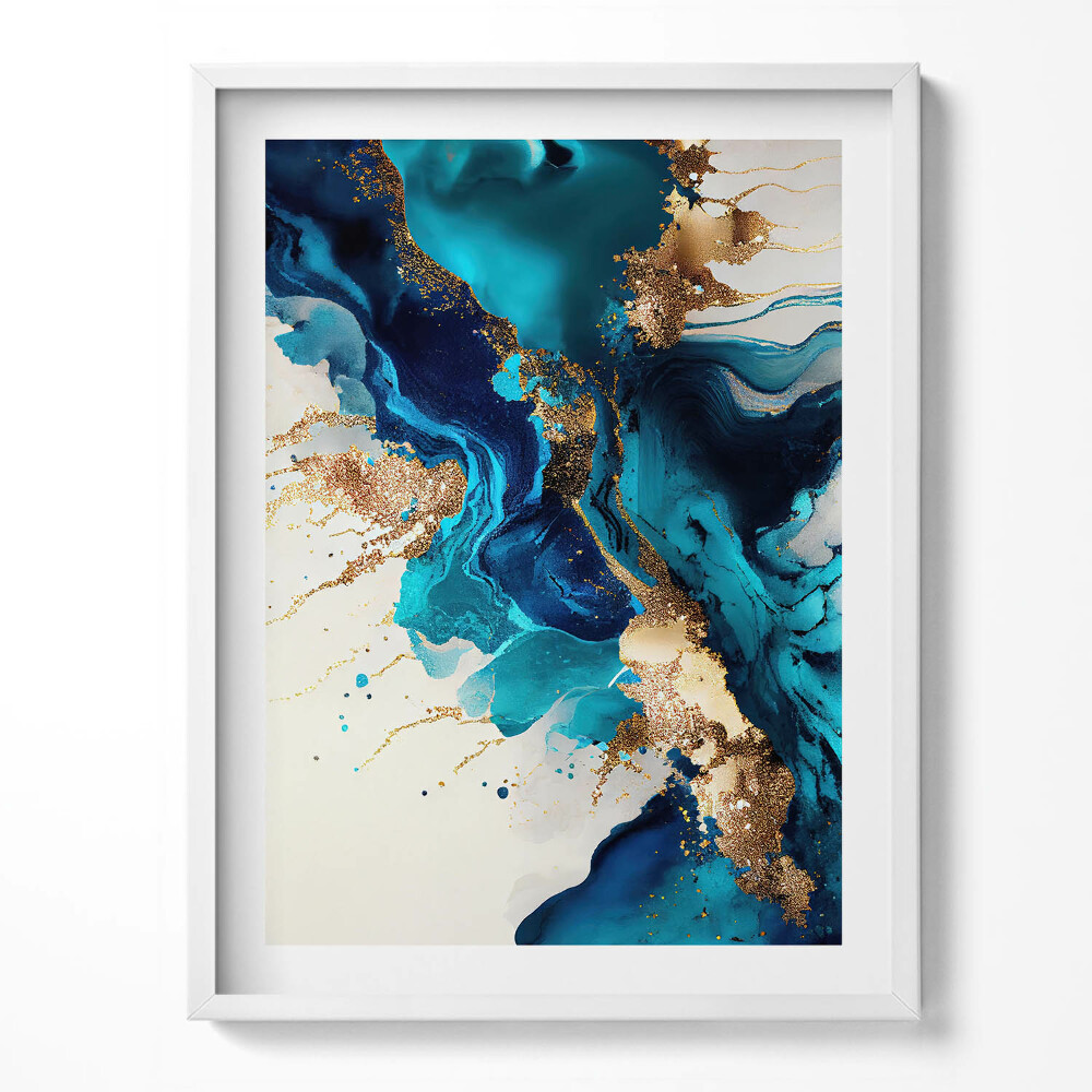 Obraz v rámu Tekutá abstrakce se zlatem