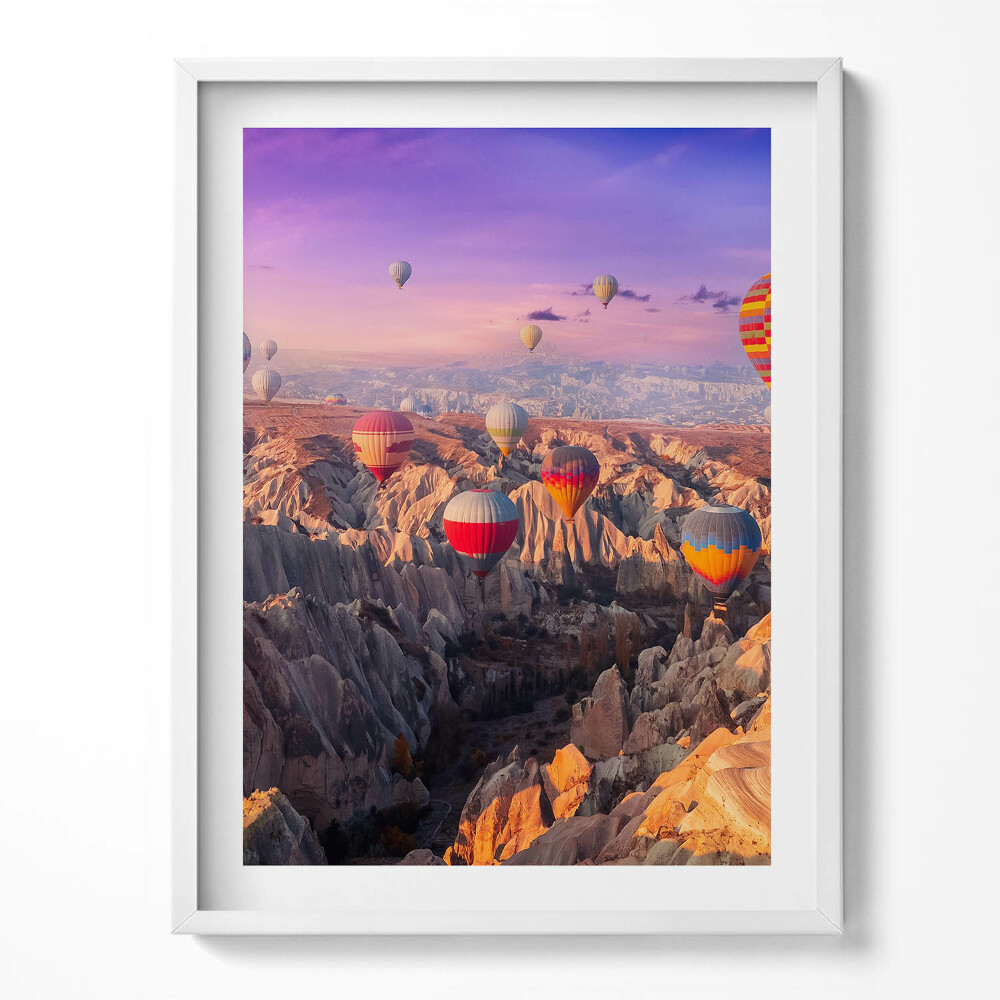 Obraz v rámu Balónky létající nad kaňonem