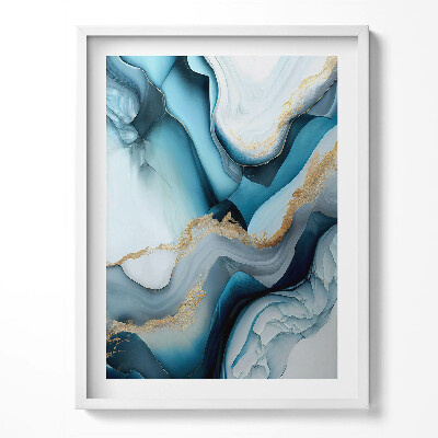 Obraz v rámu Tekutá mramorová textura se zlatem