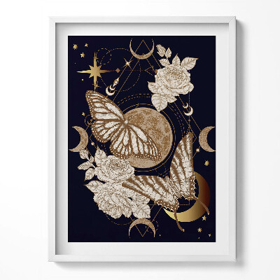 Obraz v rámu Kouzelná vesmírná kompozice motýlů a květin
