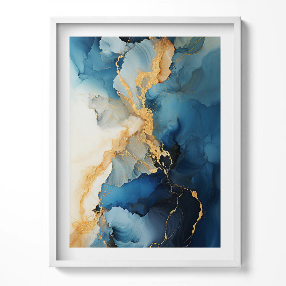 Obraz v rámu Tekutá abstrakce se zlatem