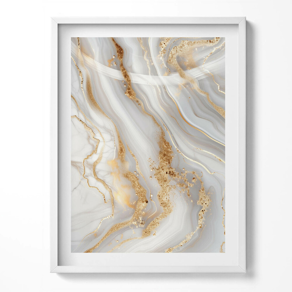 Obraz v rámu Textura mramoru se zlatem