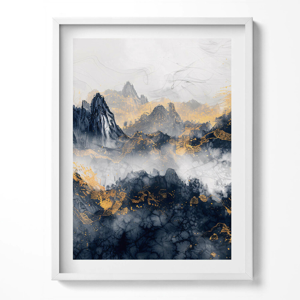 Obraz v rámu Abstraktní krajina hor mezi mraky