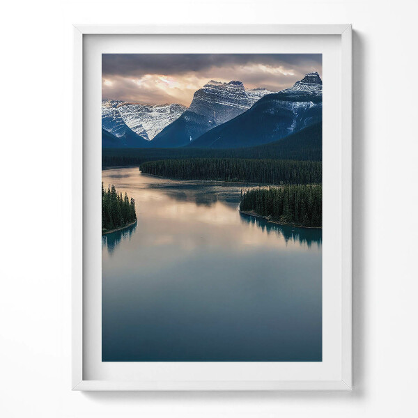 Obraz v rámu Krajina řeky lesů a hor