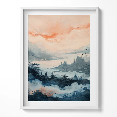 Obraz v rámu Abstraktní krajina hor a lesů