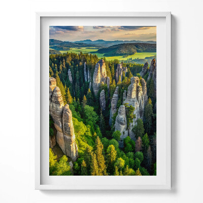 Obraz v rámu Pohled z ptačí perspektivy na zvláštní hory a lesy