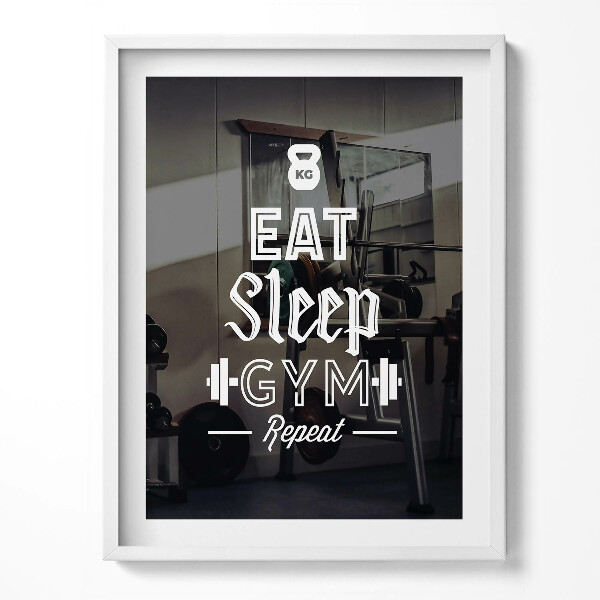 Obraz v rámu Motivační nápis "Eat Sleep gym repeat"