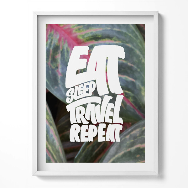 Obraz v rámu Inspirující nápis "Eat sleep travel repeat"