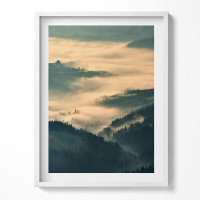 Obraz v rámu Horská lesní krajina v mlze