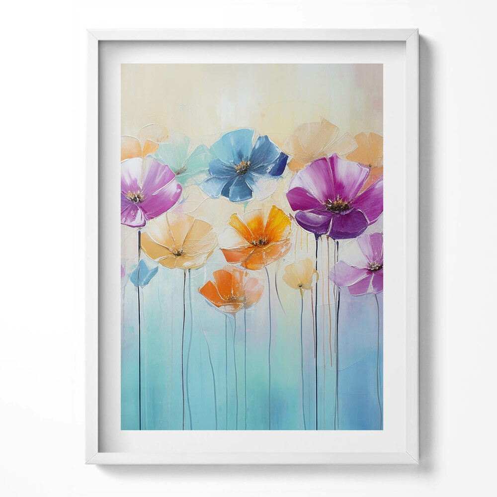 Obraz v rámu Malované barevné květiny