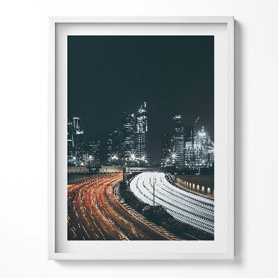 Obraz v rámu Rušné ulice města v noci