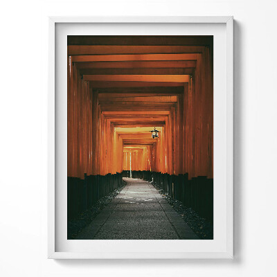 Obraz v rámu Tradiční cesta přes bránu torii