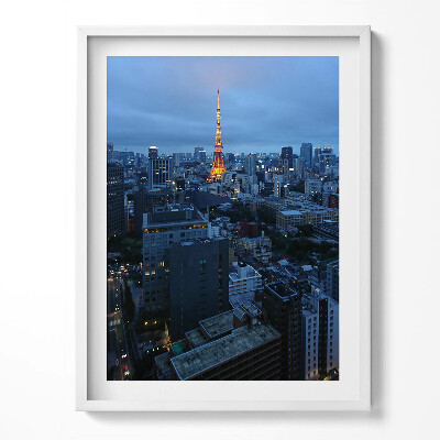Obraz v rámu Panorama večerního města Tokia