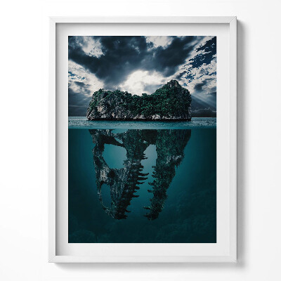 Obraz v rámu Abstraktní ilustrace ostrova lebek