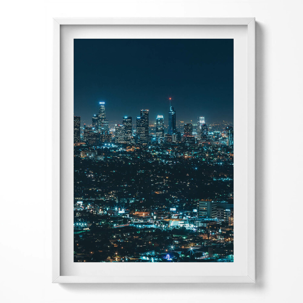 Obraz v rámu Velké osvětlené město na noční panorama