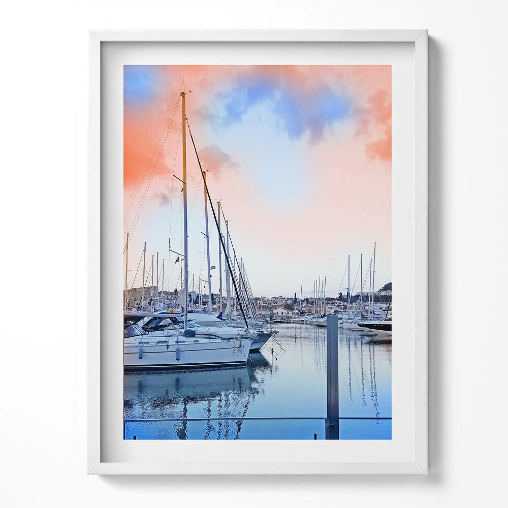 Obraz v rámu Krajina lodí na jezeře