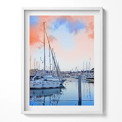 Obraz v rámu Krajina lodí na jezeře