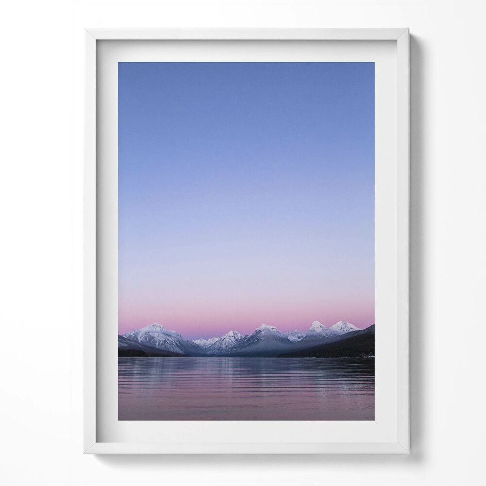 Obraz v rámu Krajina hor a jezera, minimalismus